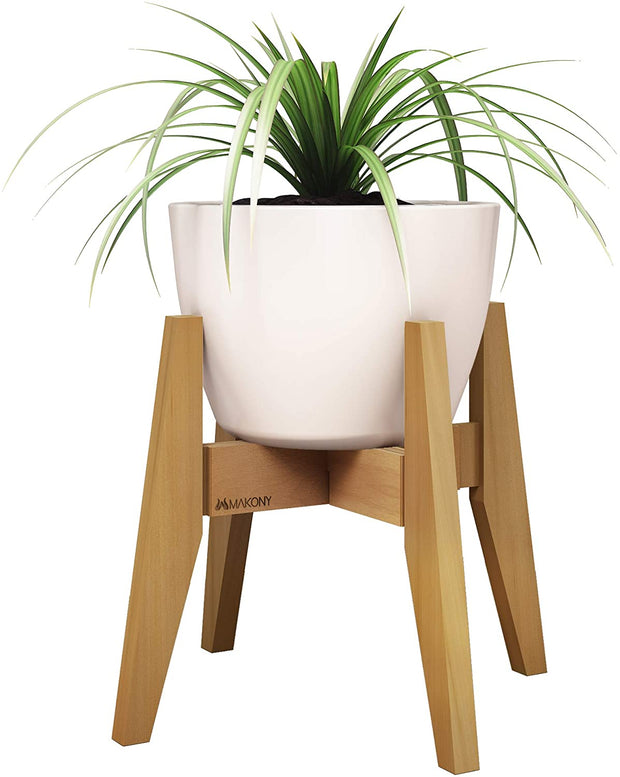 Makony Adjustable Plant Stand (8 to 12 inches), Bamboo Mid Century Modern Indoor Plant Stand, Fit 8 9 10 11 12 inch Pots Wooden Flower Pot Holder-Display Rack/Shelf - Makony.com