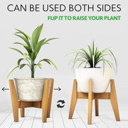 Makony Adjustable Plant Stand (8 to 12 inches), Bamboo Mid Century Modern Indoor Plant Stand, Fit 8 9 10 11 12 inch Pots Wooden Flower Pot Holder-Display Rack/Shelf - Makony.com
